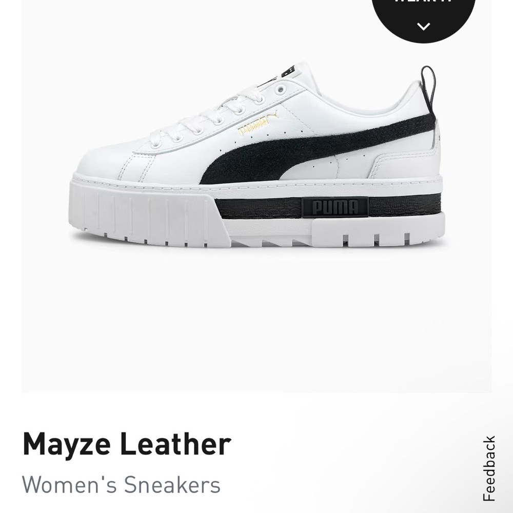 Puma Mayze White Sneakers with Black Accents and platform